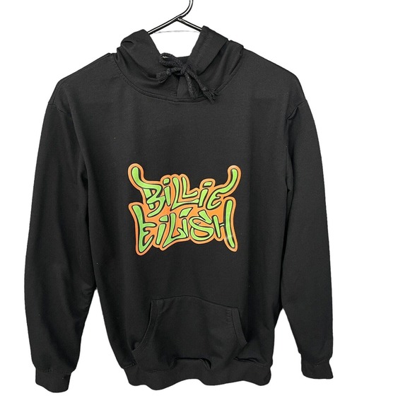 Billie Eilish Sweater Adult Medium Black Hoodie Sweatshirt Lightweight Pop Music - Picture 1 of 10